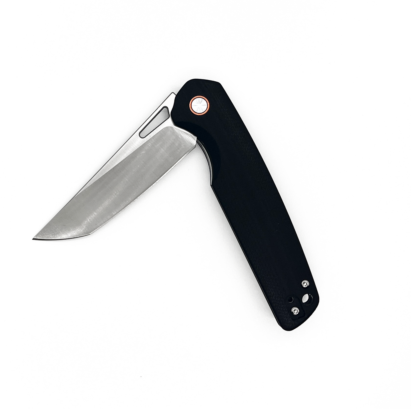 Folding Tanto blade knife on D2 steel with Black  G10 handles 