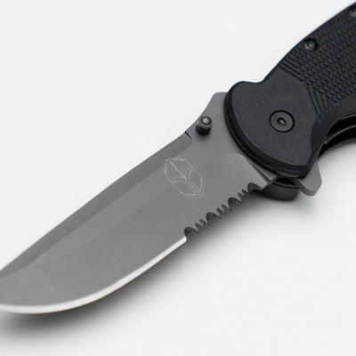 Tactical Knife for Police showing Straight/Serrated Blade